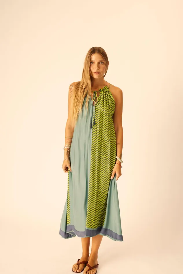 Women Natalie Martin Dresses Marlien Dress Block Zigzag Lime