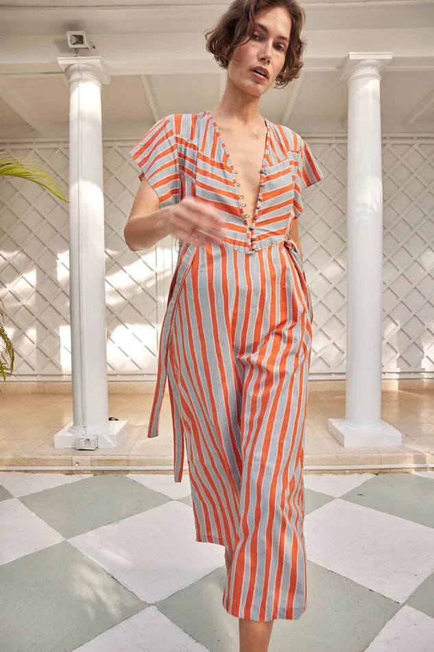 Women Natalie Martin Dresses Monica Dress Batik Stripe Sage