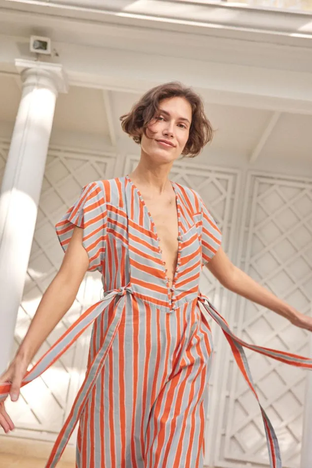 Women Natalie Martin Dresses Monica Dress Batik Stripe Sage Women Natalie Martin Dresses Monica Dress Batik Stripe Sage