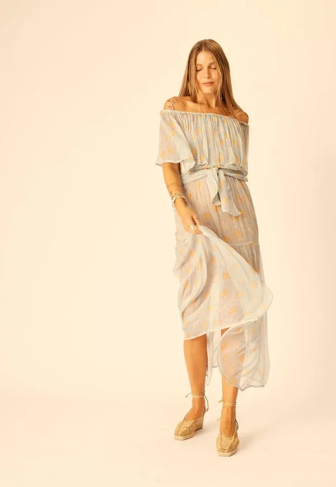 Women Natalie Martin Dresses Naomi Dress With Sash Snowflake Tangerine