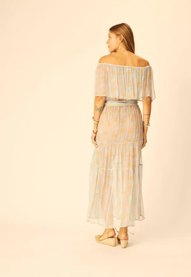 Women Natalie Martin Dresses Naomi Dress With Sash Snowflake Tangerine