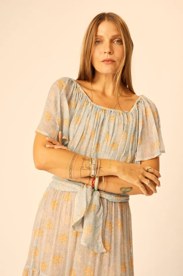 Women Natalie Martin Dresses Naomi Dress With Sash Snowflake Tangerine