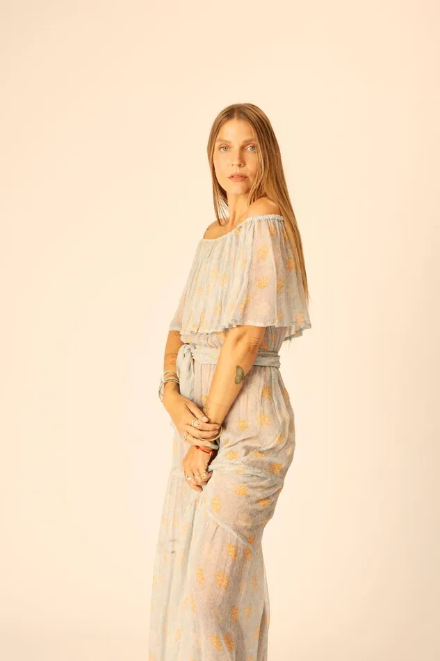 Women Natalie Martin Dresses Naomi Dress With Sash Snowflake Tangerine