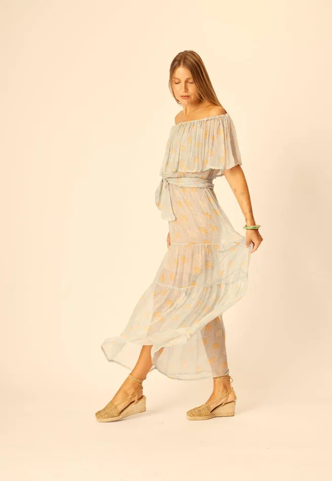 Women Natalie Martin Dresses Naomi Dress With Sash Snowflake Tangerine