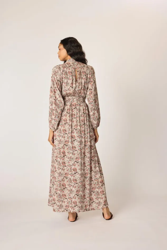 Women Natalie Martin Dresses Nico LS Maxi With Sash Heirloom Rose