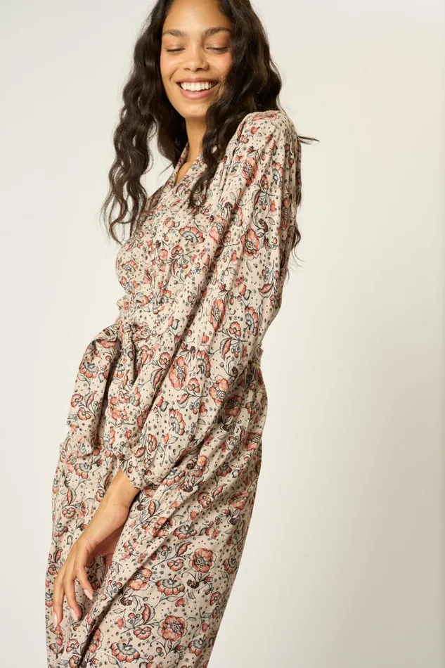 Women Natalie Martin Dresses Nico LS Maxi With Sash Heirloom Rose