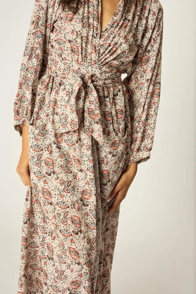 Women Natalie Martin Dresses Nico LS Maxi With Sash Heirloom Rose