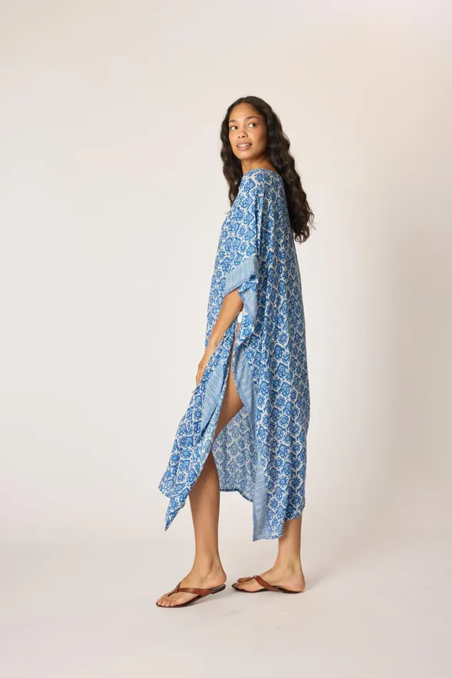 Women Natalie Martin Dresses Paulina Caftan Fleurdelis Blue