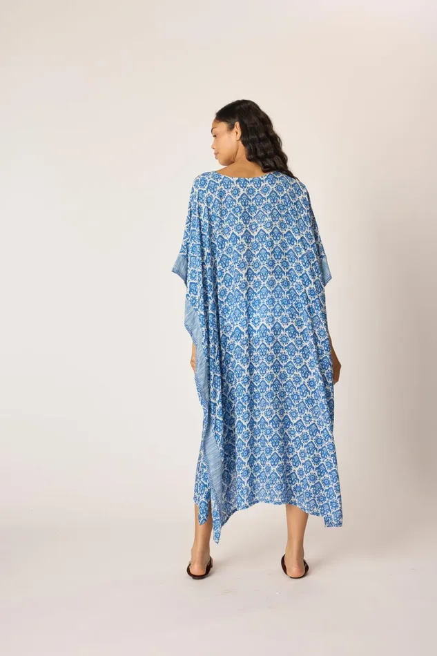 Women Natalie Martin Dresses Paulina Caftan Fleurdelis Blue