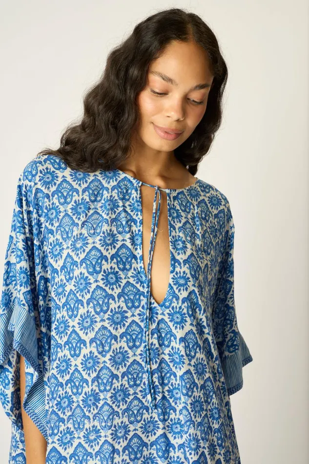 Women Natalie Martin Dresses Paulina Caftan Fleurdelis Blue