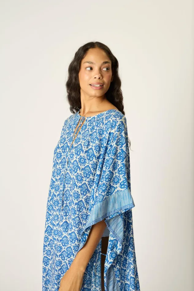 Women Natalie Martin Dresses Paulina Caftan Fleurdelis Blue