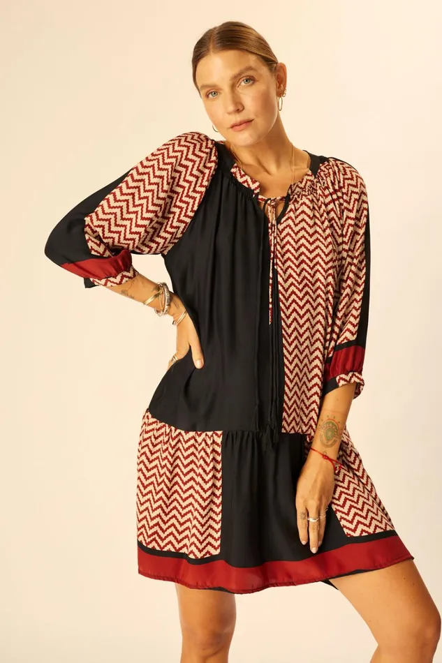 Women Natalie Martin Dresses Stevie Dress Block Zigzag Noire