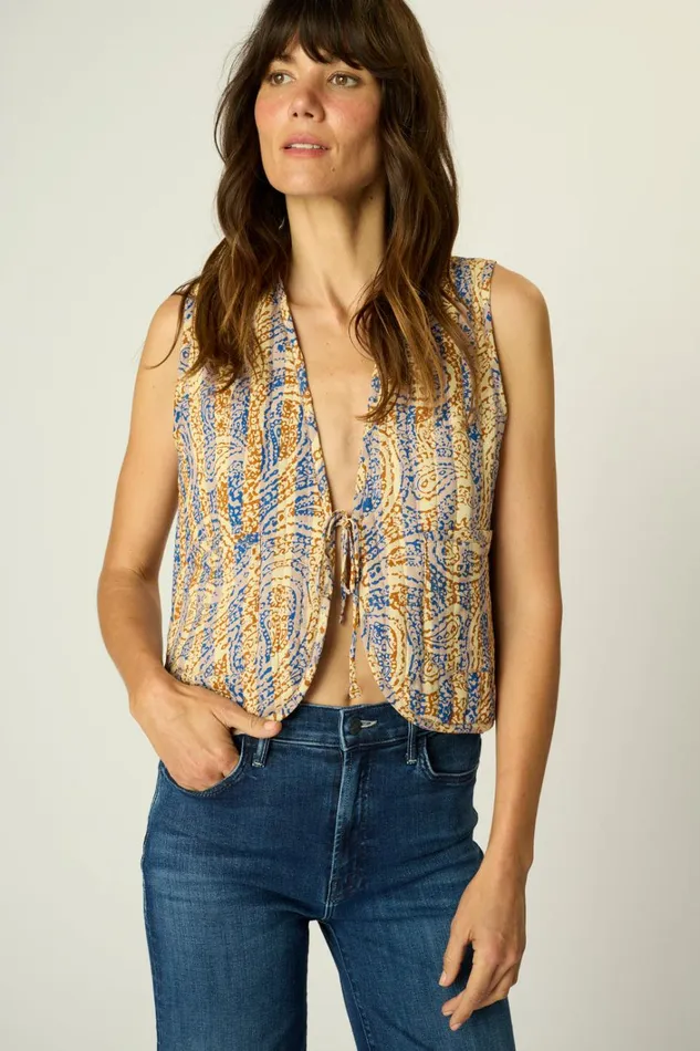 Women Natalie Martin Jackets and Vests Felicity Vest Greenblue Paisley