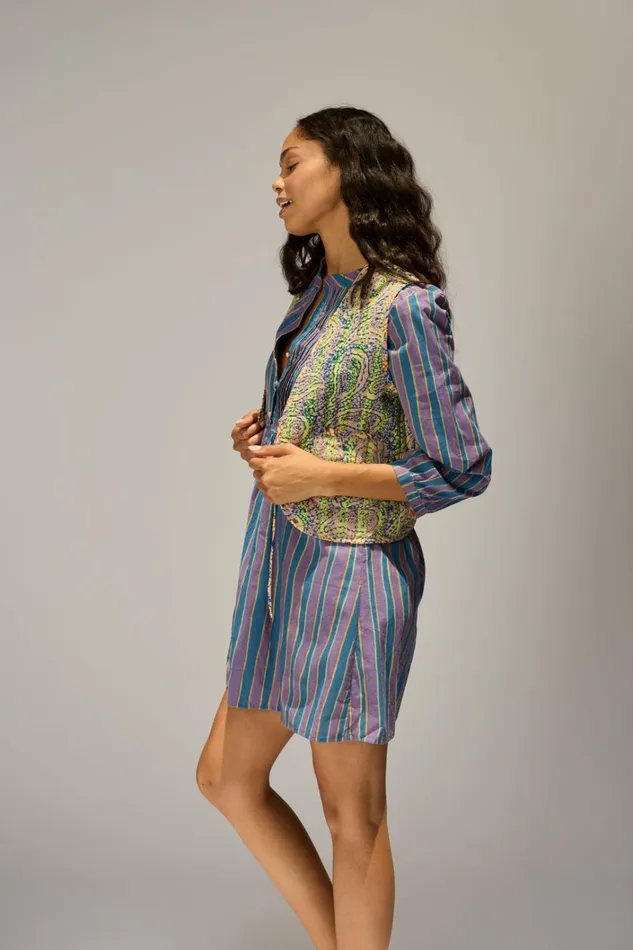 Women Natalie Martin Jackets and Vests Felicity Vest Greenblue Paisley