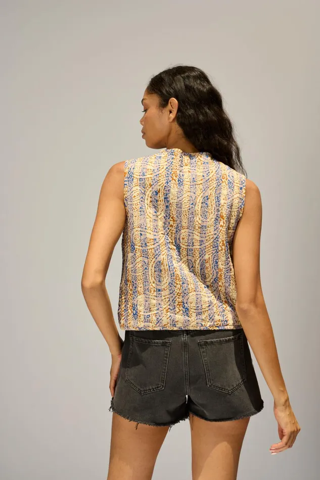 Women Natalie Martin Jackets and Vests Felicity Vest Greenblue Paisley