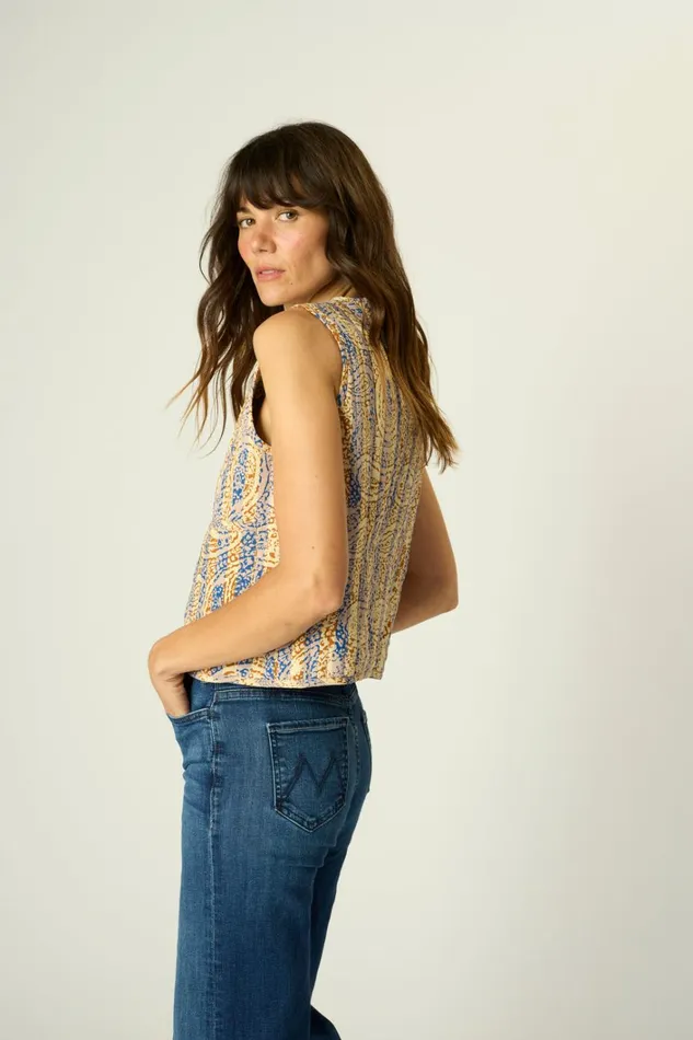 Women Natalie Martin Jackets and Vests Felicity Vest Greenblue Paisley
