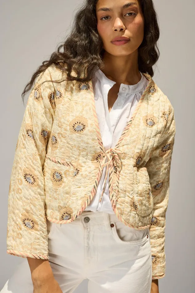 Women Natalie Martin Jackets and Vests Saskia Jacket Peach Stripe Combo