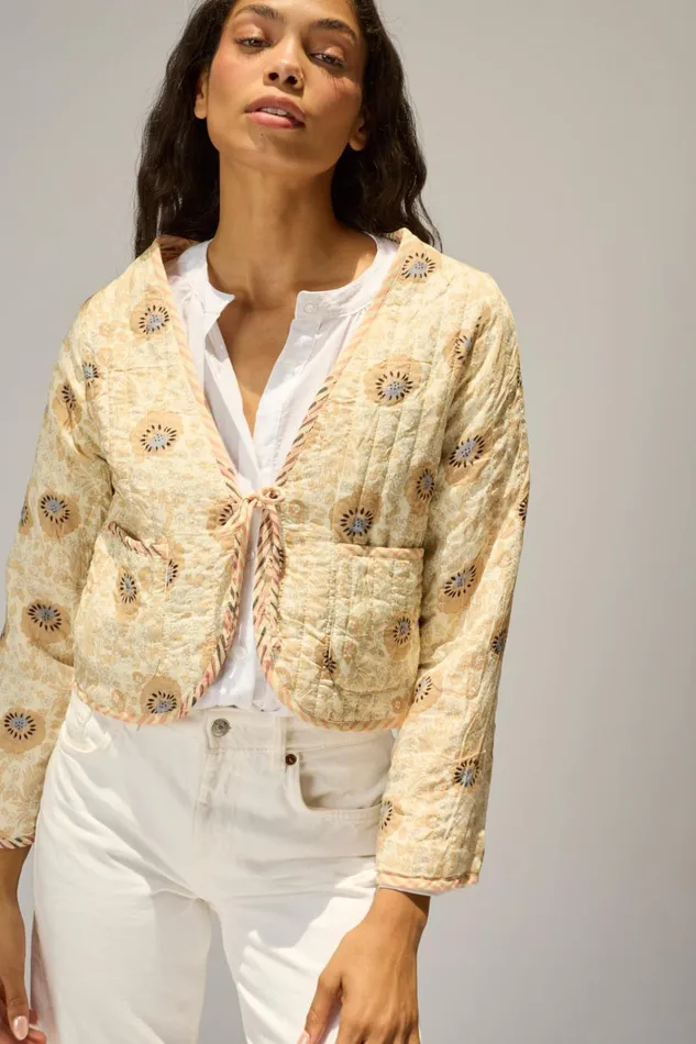 Women Natalie Martin Jackets and Vests Saskia Jacket Peach Stripe Combo