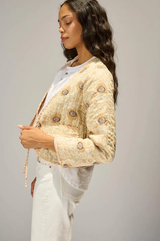Women Natalie Martin Jackets and Vests Saskia Jacket Peach Stripe Combo