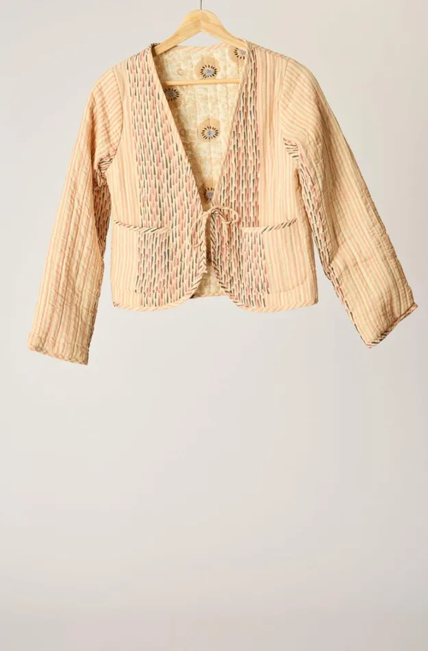 Women Natalie Martin Jackets and Vests Saskia Jacket Peach Stripe Combo