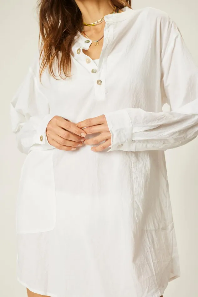 Women Natalie Martin Tops Aprs Swim Shirt White Flat Cotton