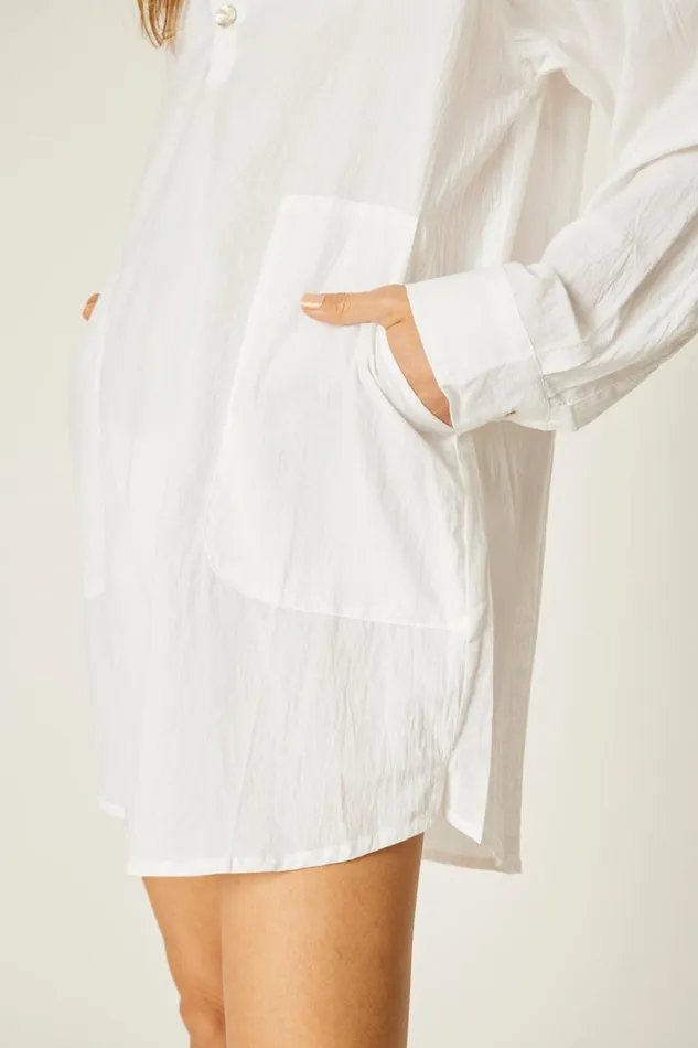 Women Natalie Martin Tops Aprs Swim Shirt White Flat Cotton