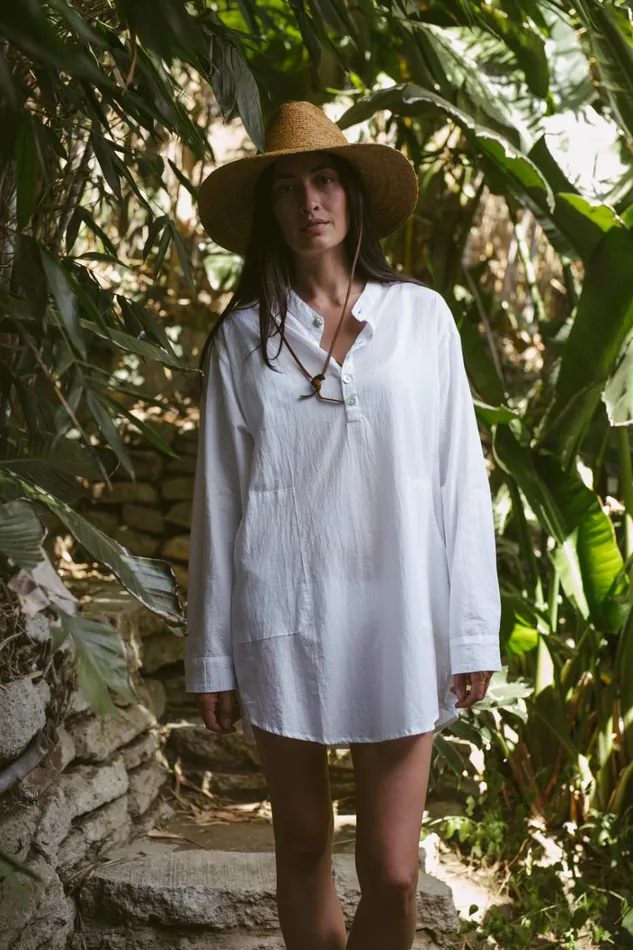 Women Natalie Martin Tops Aprs Swim Shirt White Flat Cotton