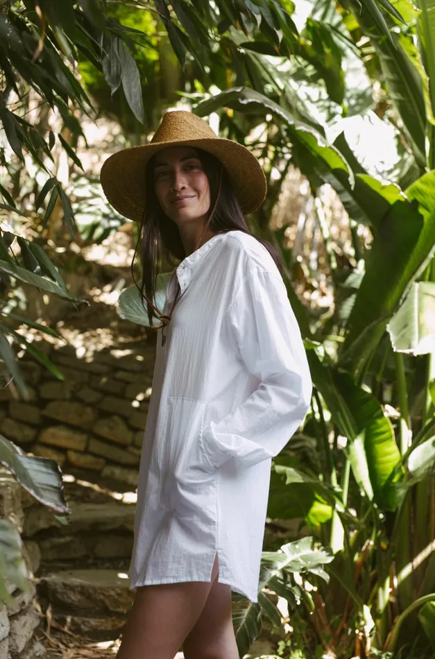 Women Natalie Martin Tops Aprs Swim Shirt White Flat Cotton