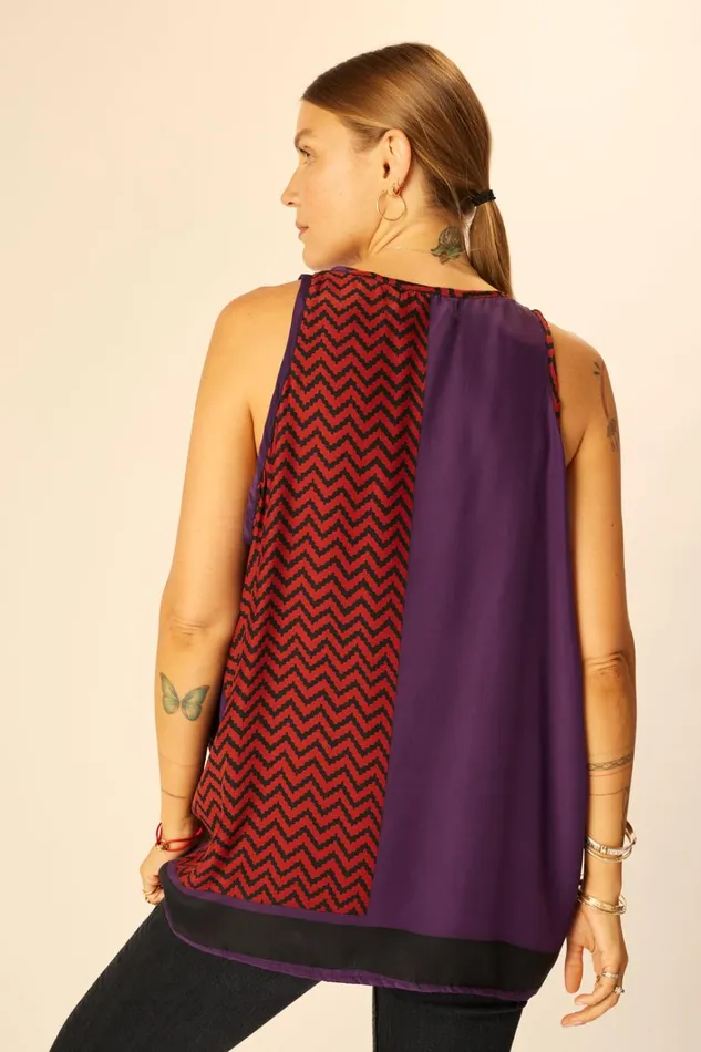Women Natalie Martin Tops Ariana Tank Block Zigzag Aubergine