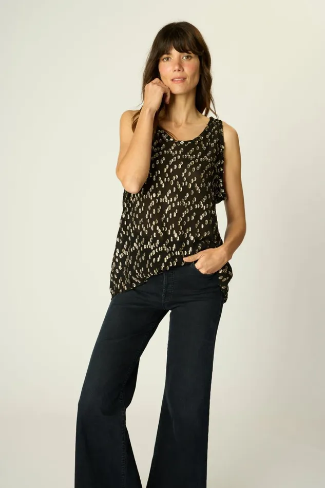 Women Natalie Martin Tops Ariana Tank Metallic Chiffon