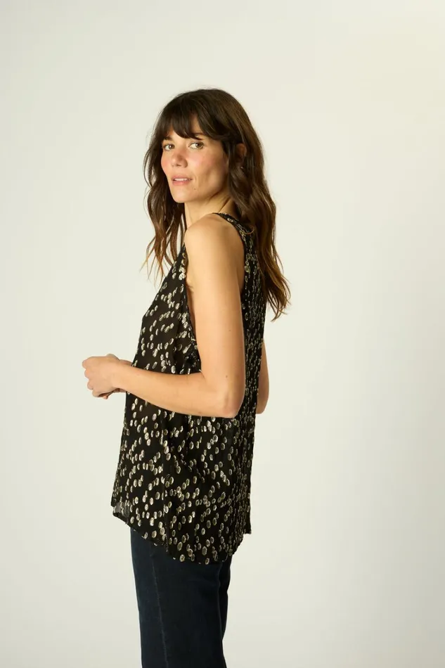 Women Natalie Martin Tops Ariana Tank Metallic Chiffon