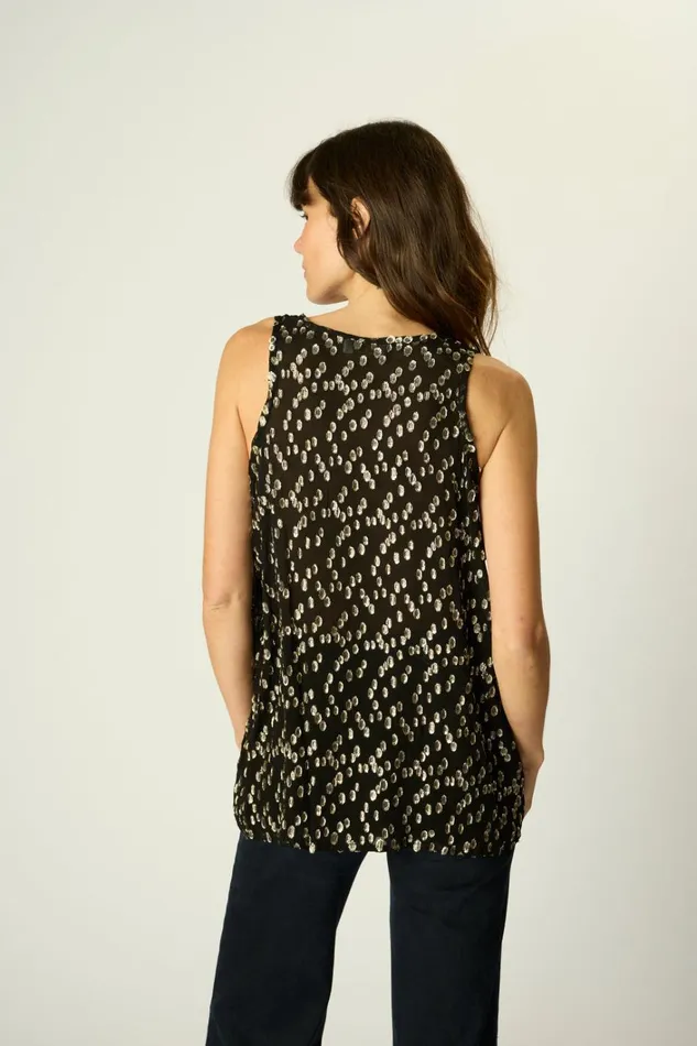 Women Natalie Martin Tops Ariana Tank Metallic Chiffon
