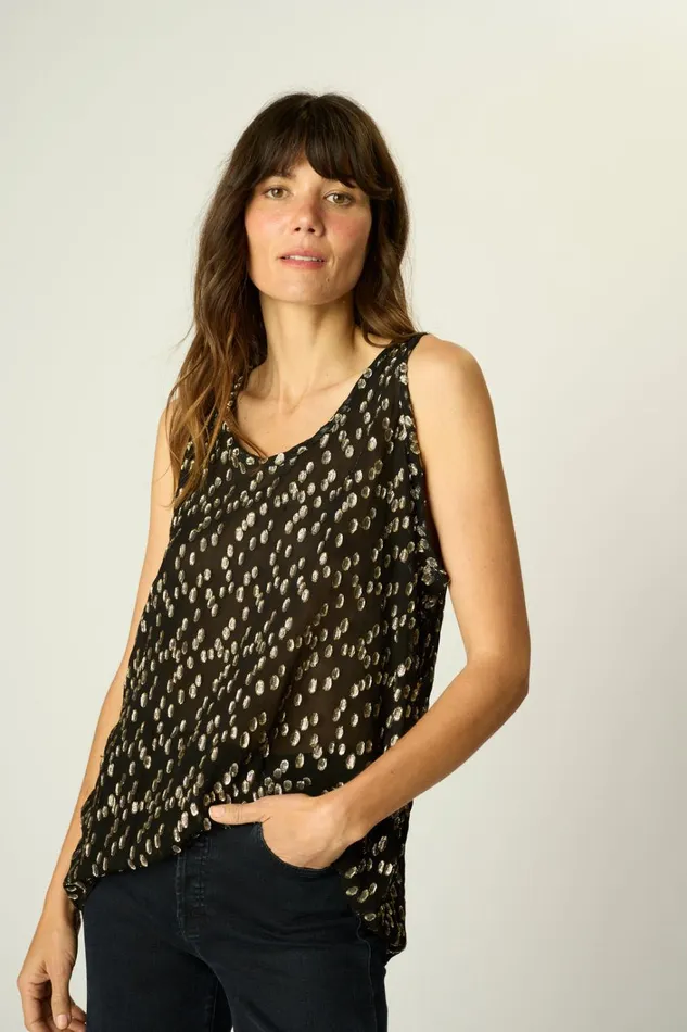 Women Natalie Martin Tops Ariana Tank Metallic Chiffon