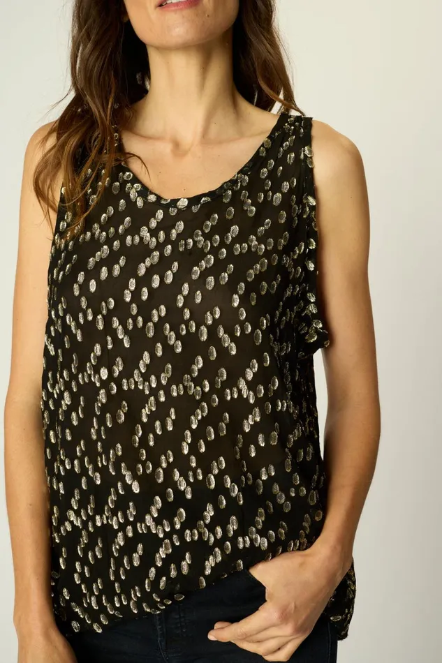 Women Natalie Martin Tops Ariana Tank Metallic Chiffon
