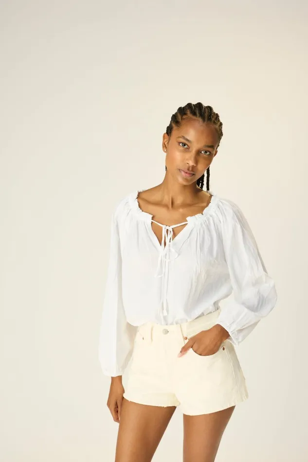 Women Natalie Martin Tops Ashley Top White Flat Cotton