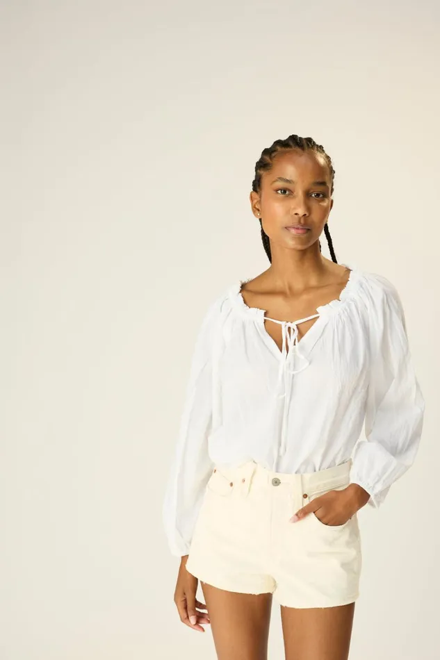 Women Natalie Martin Tops Ashley Top White Flat Cotton