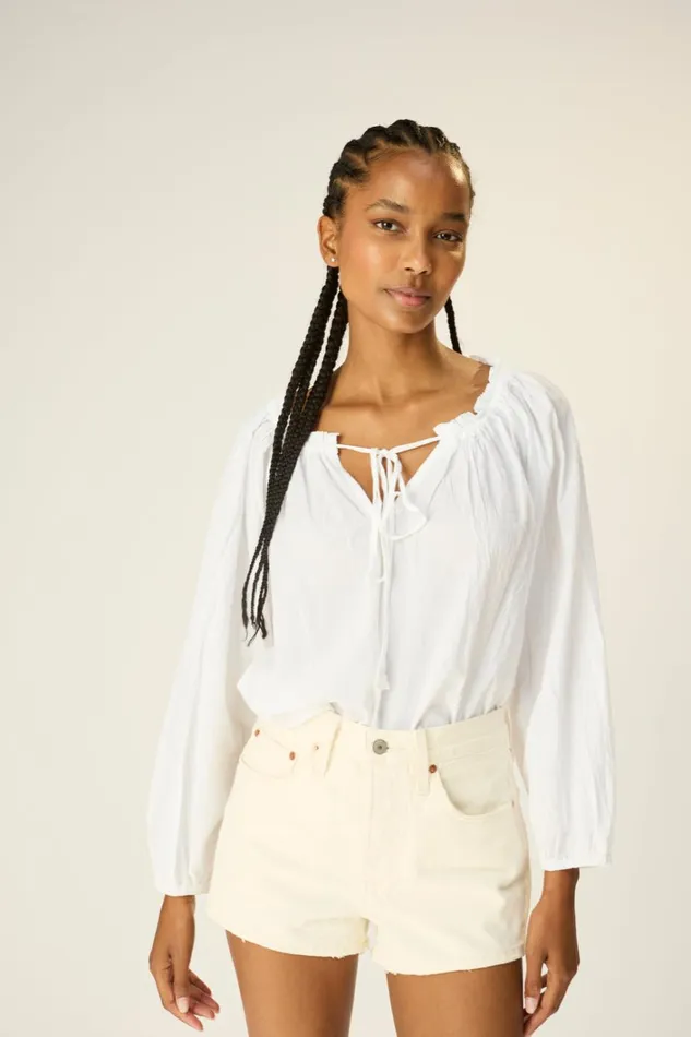 Women Natalie Martin Tops Ashley Top White Flat Cotton