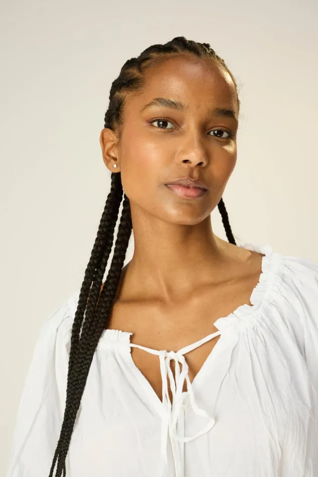 Women Natalie Martin Tops Ashley Top White Flat Cotton