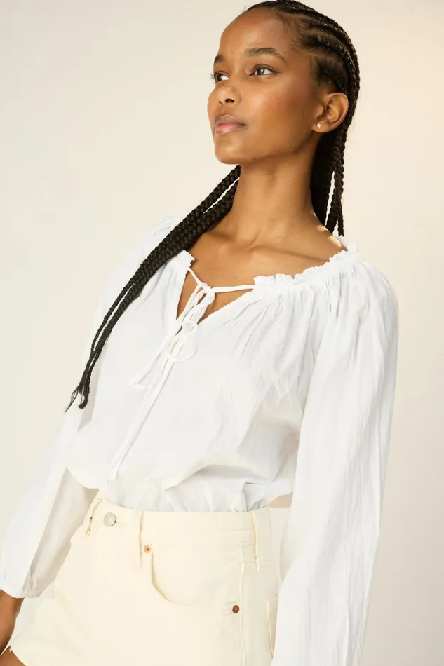 Women Natalie Martin Tops Ashley Top White Flat Cotton