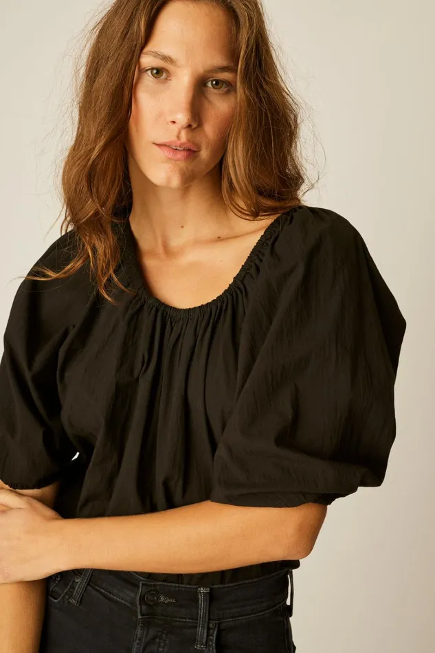 Women Natalie Martin Tops Ella Top Black Flat Cotton