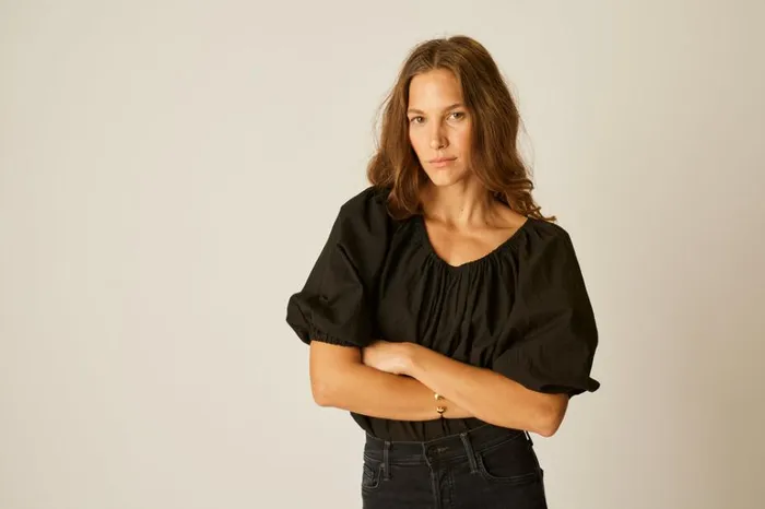 Women Natalie Martin Tops Ella Top Black Flat Cotton