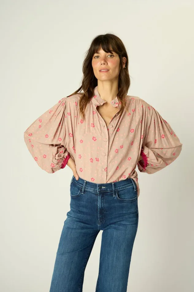 Women Natalie Martin Tops Iris Top Pinwheel Mink Women Natalie Martin Tops Iris Top Pinwheel Mink