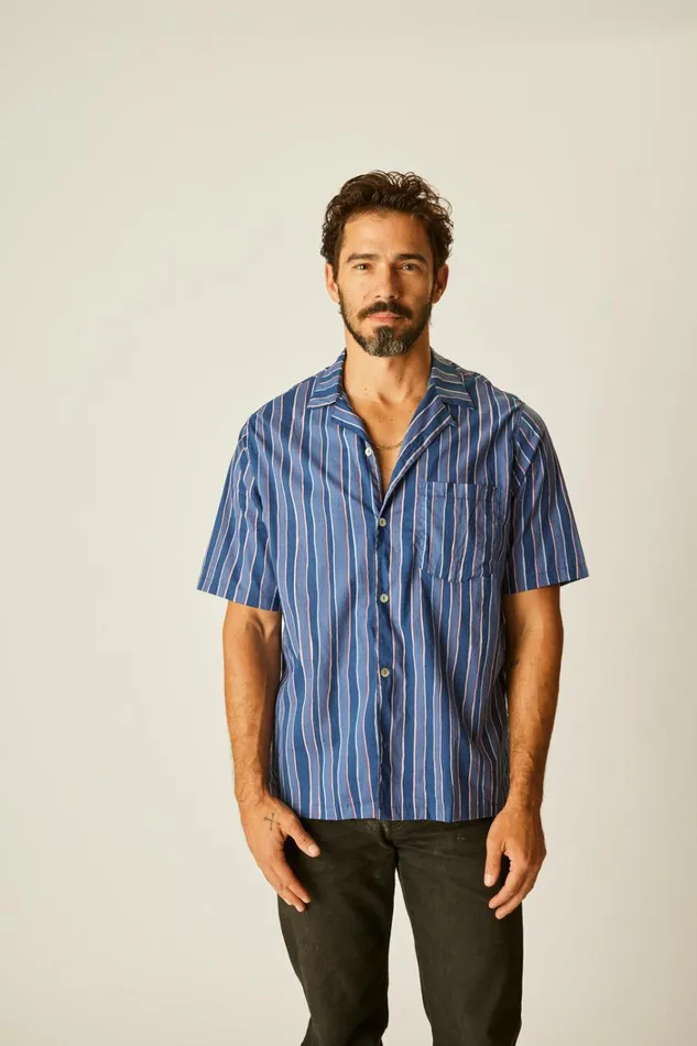 Women Natalie Martin Tops Kevin Shirt Unisex Batik Stripe Navy