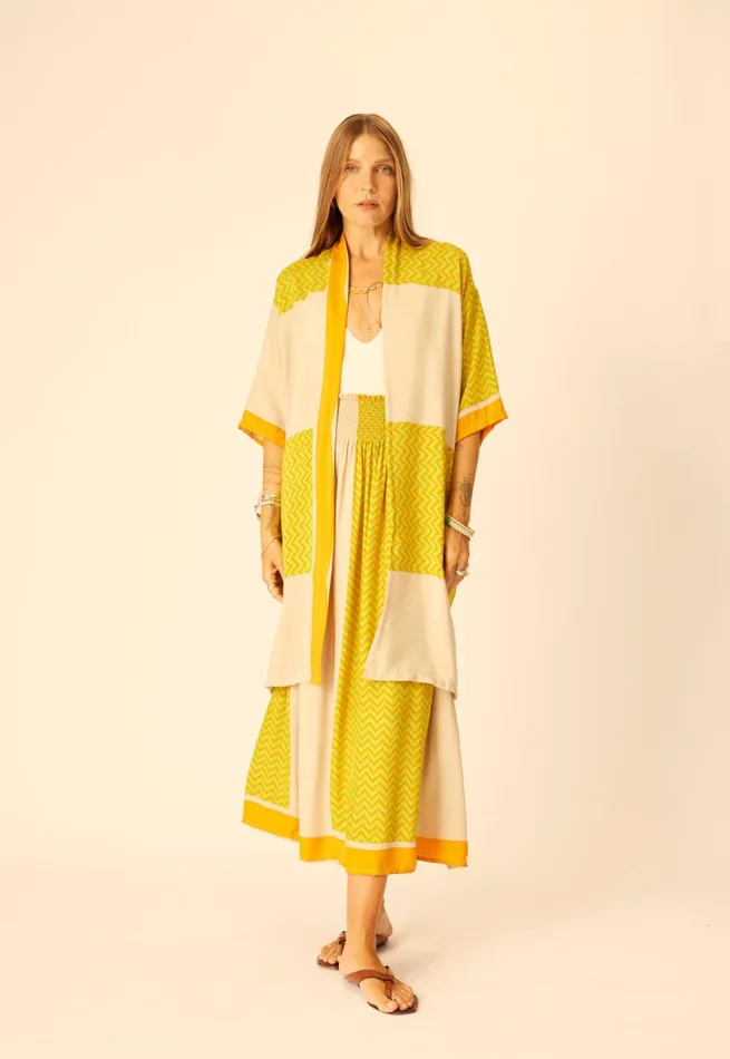 Women Natalie Martin Tops Lennon Kimono Block Zigzag Tangerine