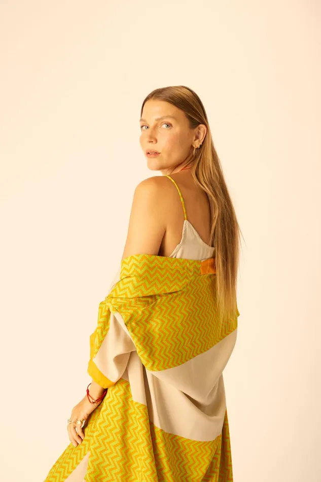 Women Natalie Martin Tops Lennon Kimono Block Zigzag Tangerine