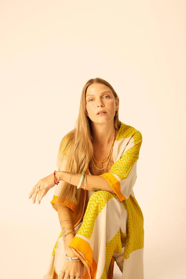 Women Natalie Martin Tops Lennon Kimono Block Zigzag Tangerine