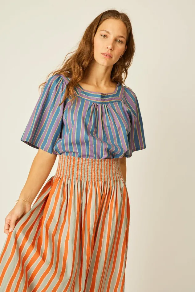 Women Natalie Martin Tops Nikki Top Batik Stripe Lavender