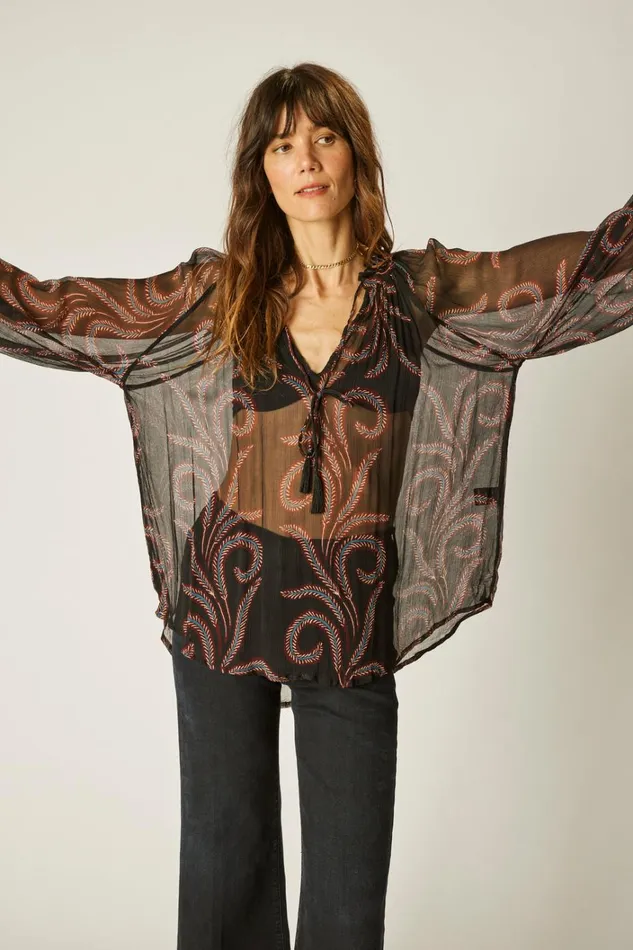 Women Natalie Martin Tops Penny Blouse Feather Chiffon