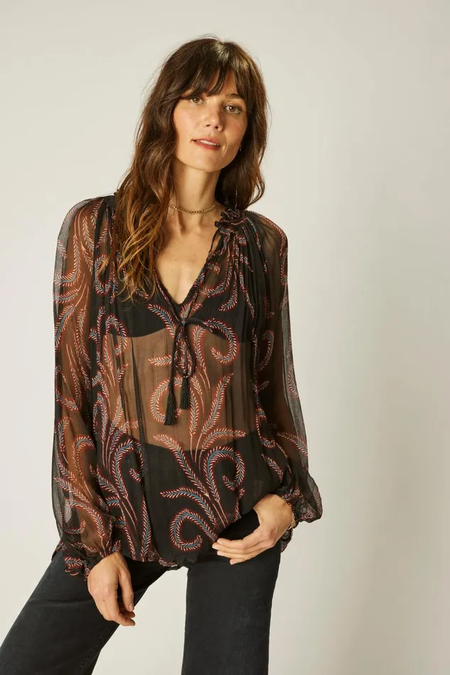 Women Natalie Martin Tops Penny Blouse Feather Chiffon