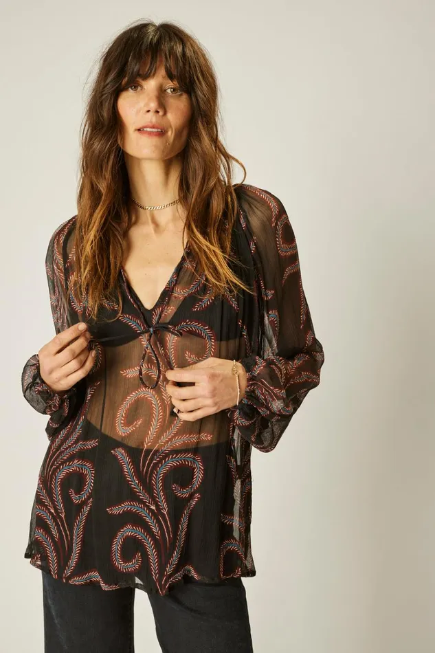 Women Natalie Martin Tops Penny Blouse Feather Chiffon
